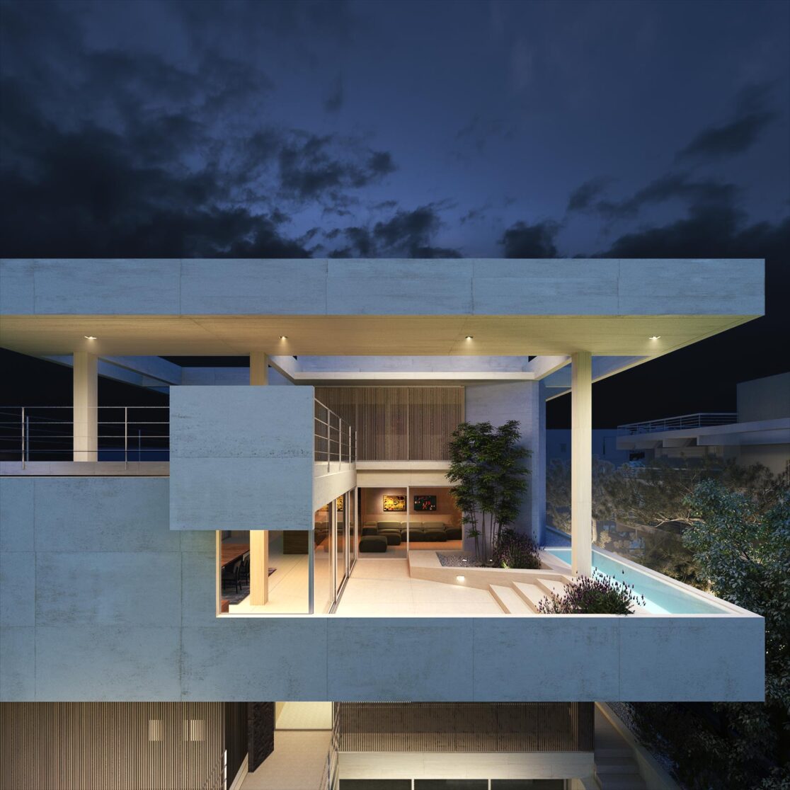 ArchEnnea proposal for a new apartment building in southern suburbs of Athens: Roof garden view