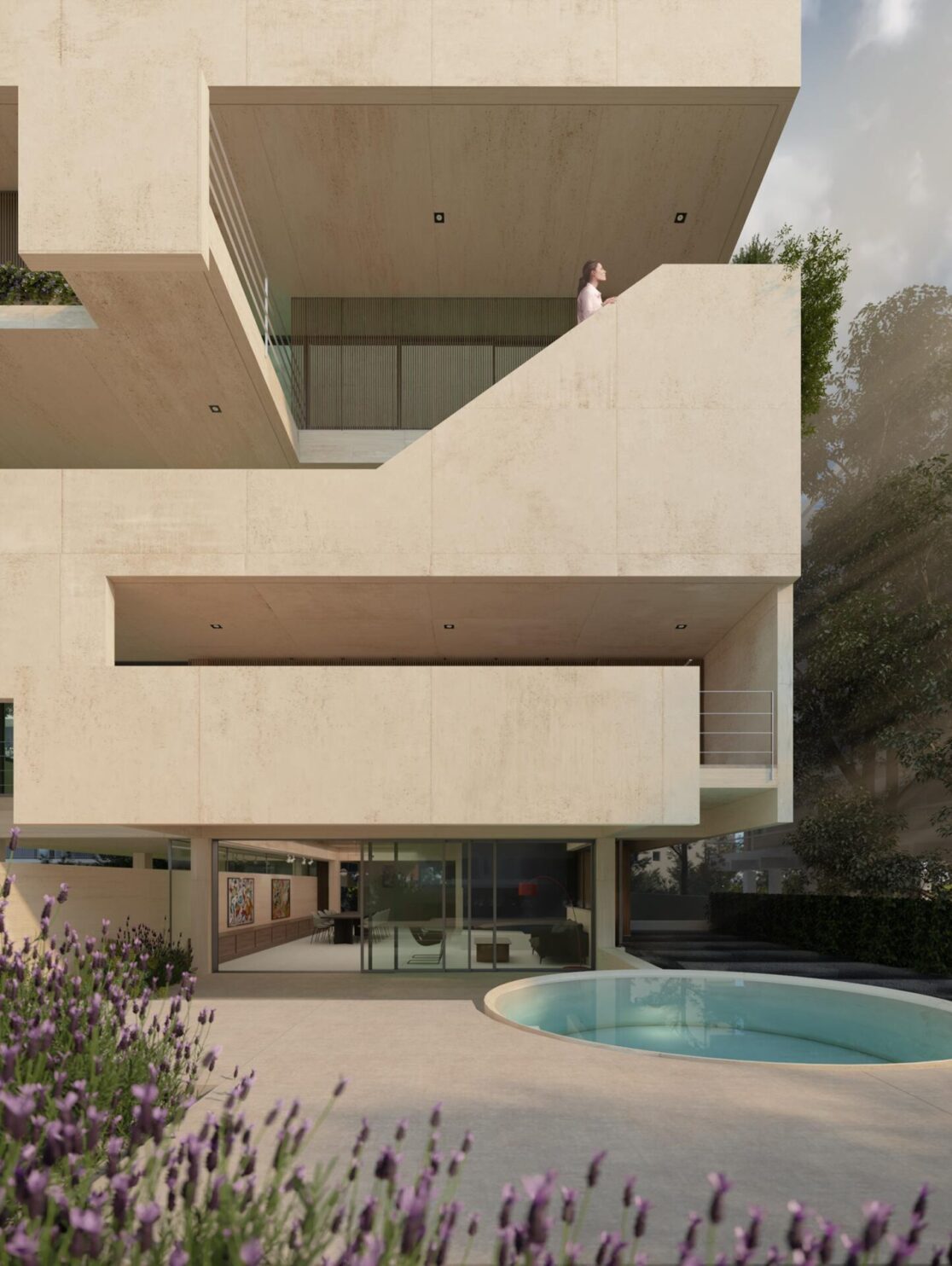 ArchEnnea proposal for a new apartment building in southern suburbs of Athens: Garden view