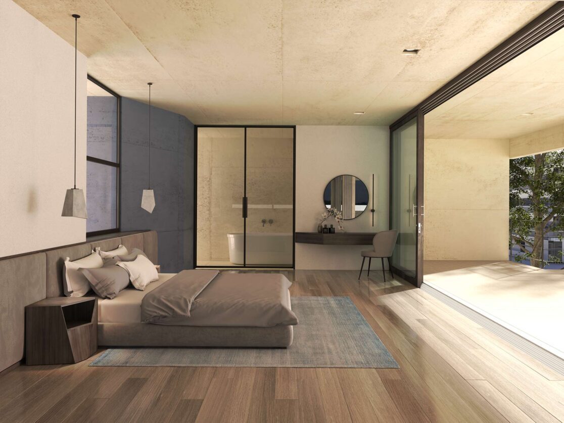 ArchEnnea proposal for a new apartment building in southern suburbs of Athens: Bedroom